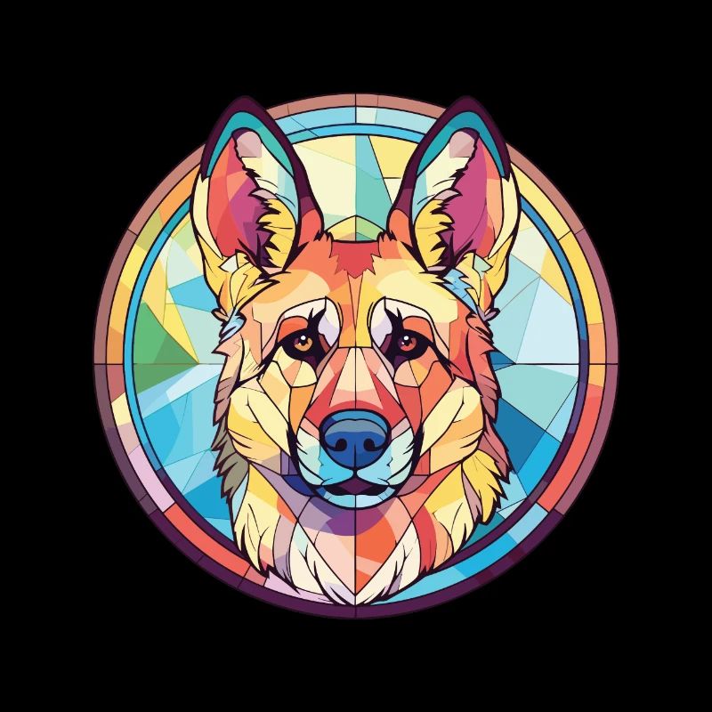 Deutscher Schäferhund Rasse buntes Aquarell