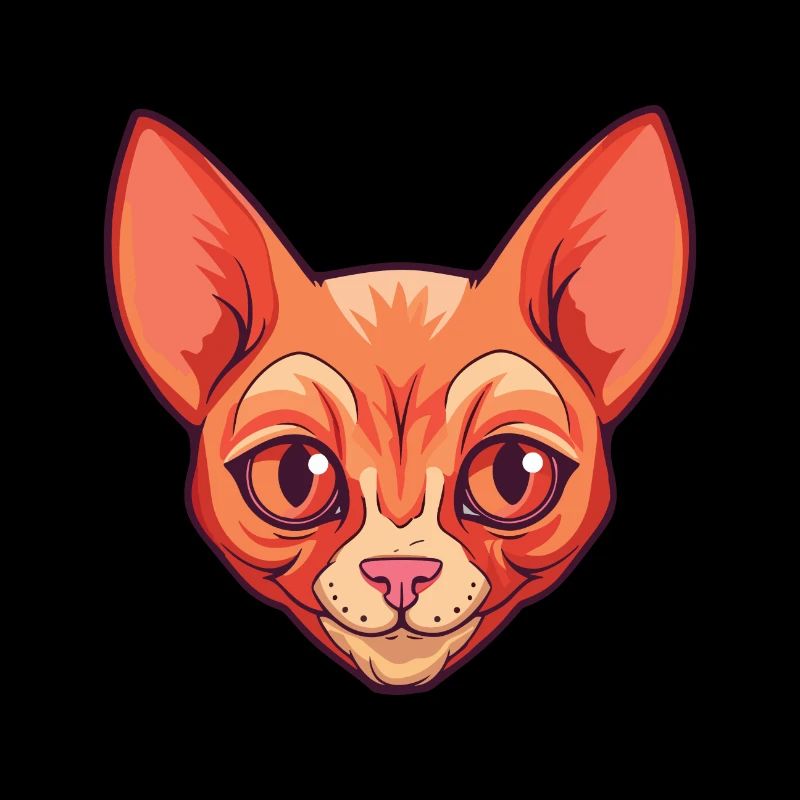 Red Devon Rex Cat Cartoon Watercolor Illustration