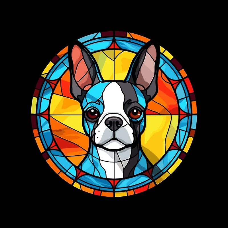 Boston Terrier Hunderasse Buntglas Bunt Wa