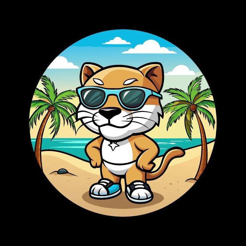 Bébé Chat Race Dessin Animé Lunettes De Soleil Plage