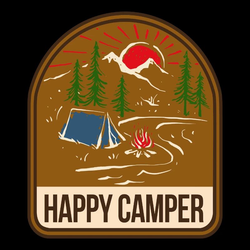 Happy Camper Camping Tente Feu de Camp