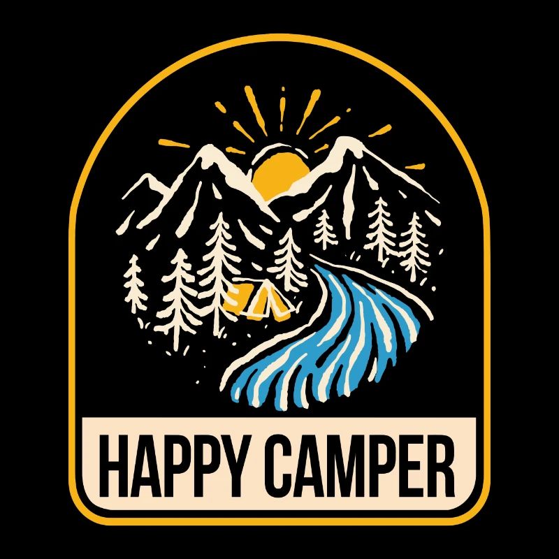 Happy Camper Camping Tente Feu de Camp