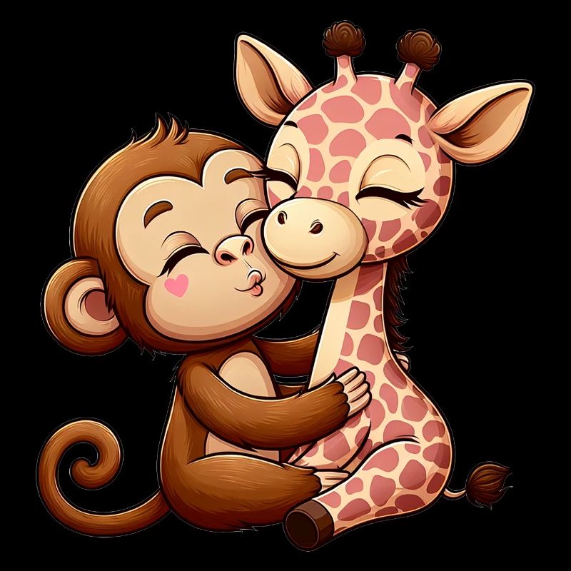 Singe Câlin Et Girafe Amoureuse