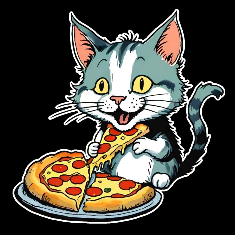 Le chat adore la pizza