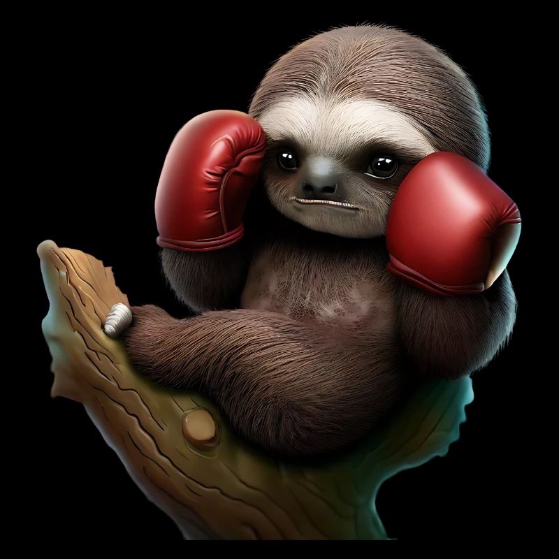 Boxing sloth on tree