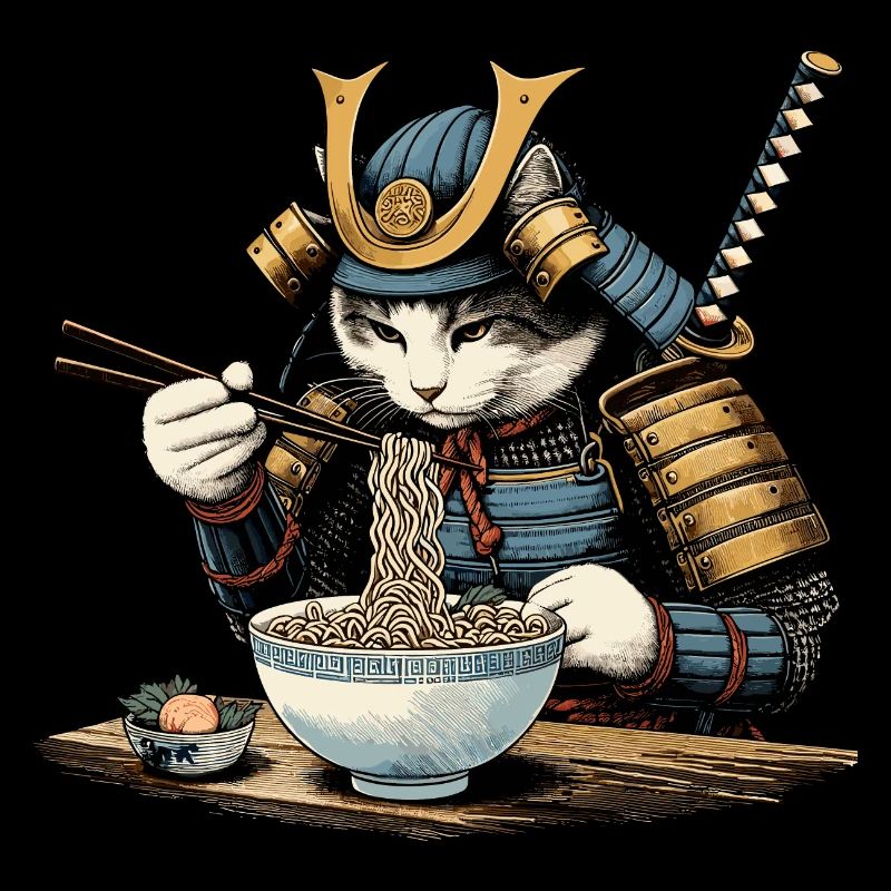 Samurai Katze Ramen Ukiyo-e