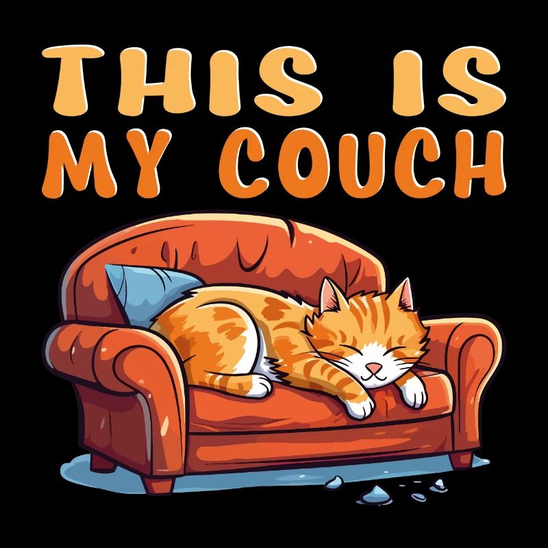 Katze Couch Sofa Lustig Humor Typisch Cartoon