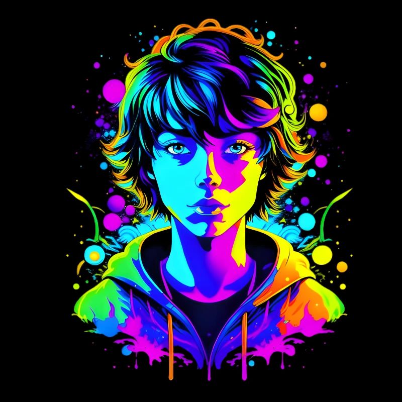 Style psychédélique Anime Boy 4K