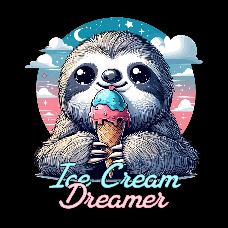 Eiscreme Träumer süßes Faultier mit Eis Geschenk