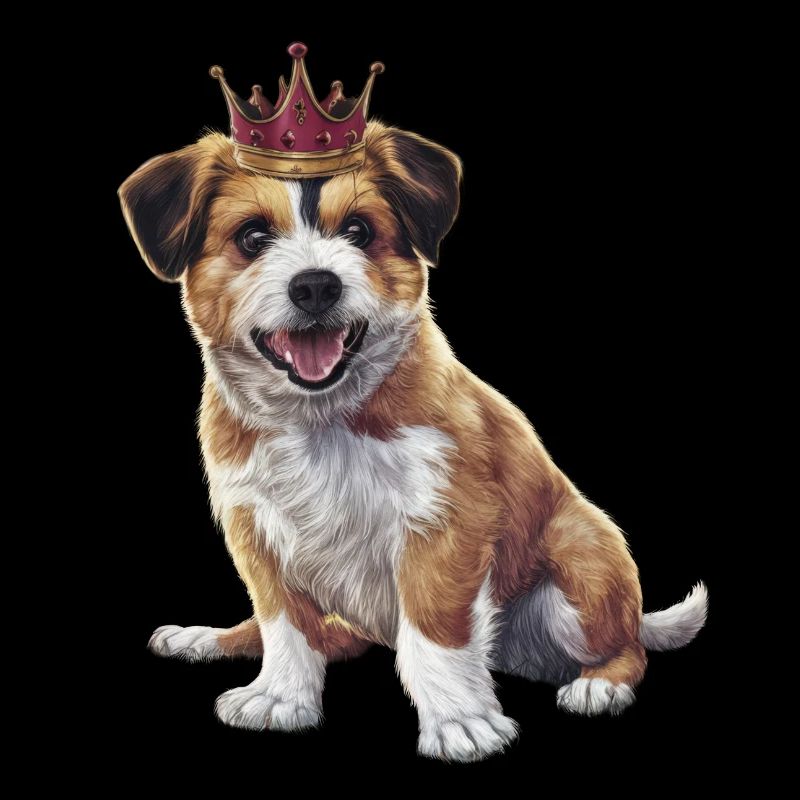 Chien Briard mignon avec serrure et couronne