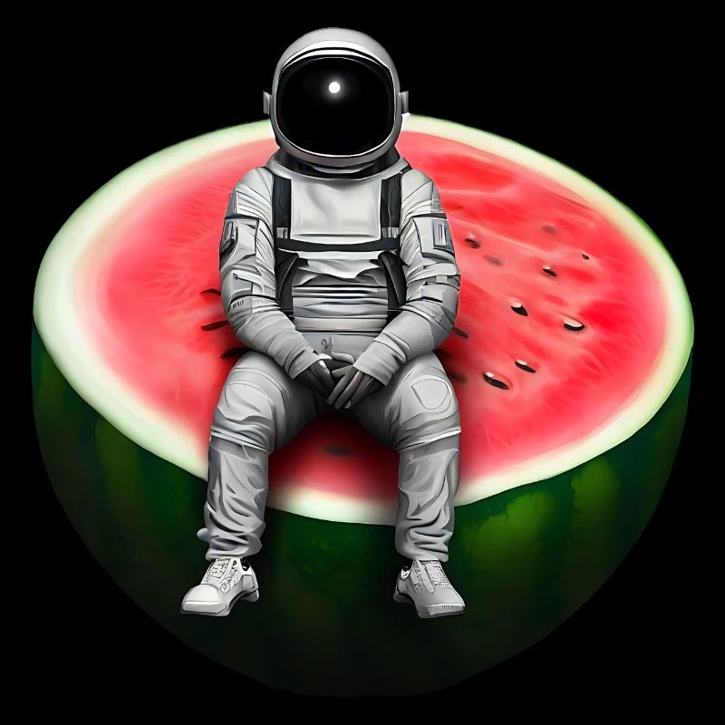 Astronaut on watermelon