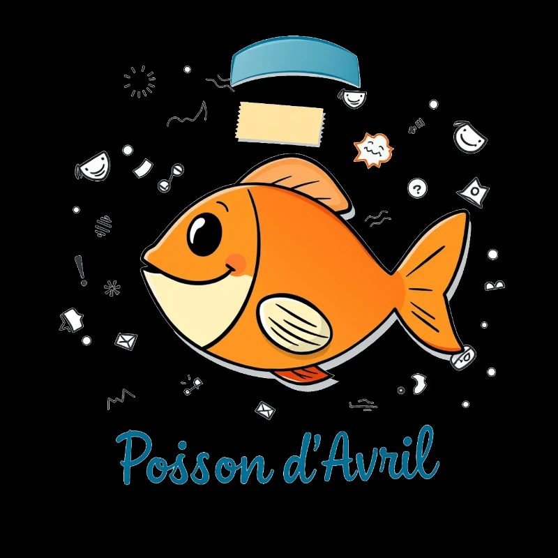 Poisson d'Avril - Orange Cartoon Fish