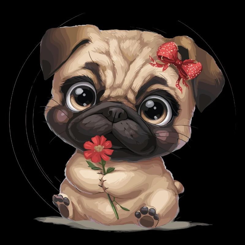 Mops Hundehalter Mops Liebe Blume