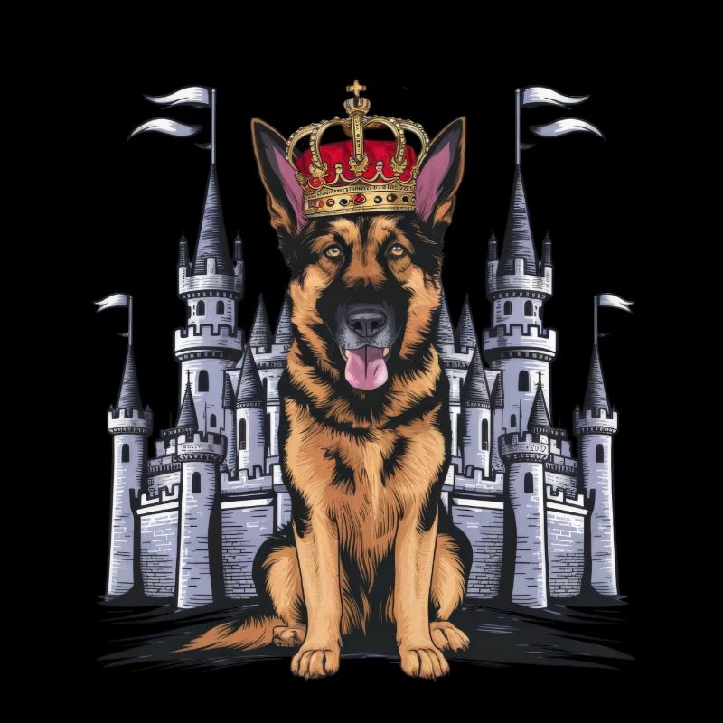 Deutscher Schäferhund mit Krone und Schloss