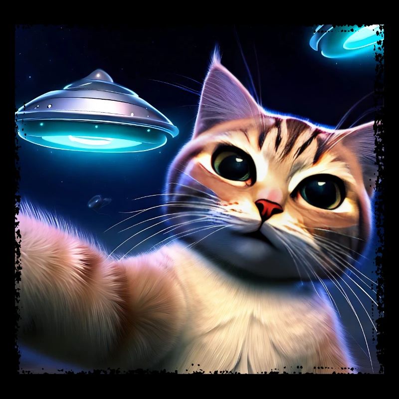 Selfie de chat avec OVNI