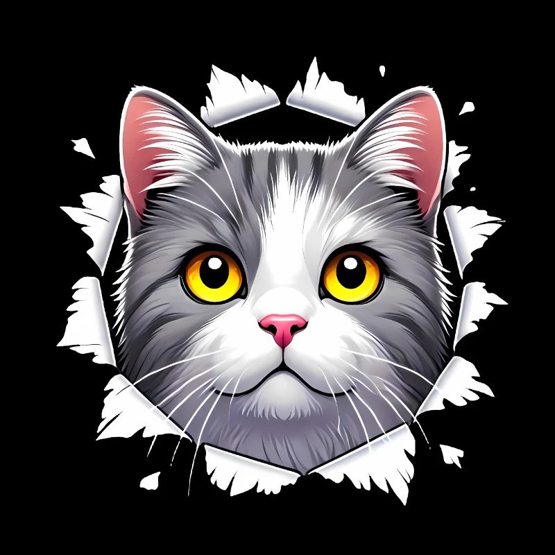 Neugierige Katze, die durch das Lochdesign schaut