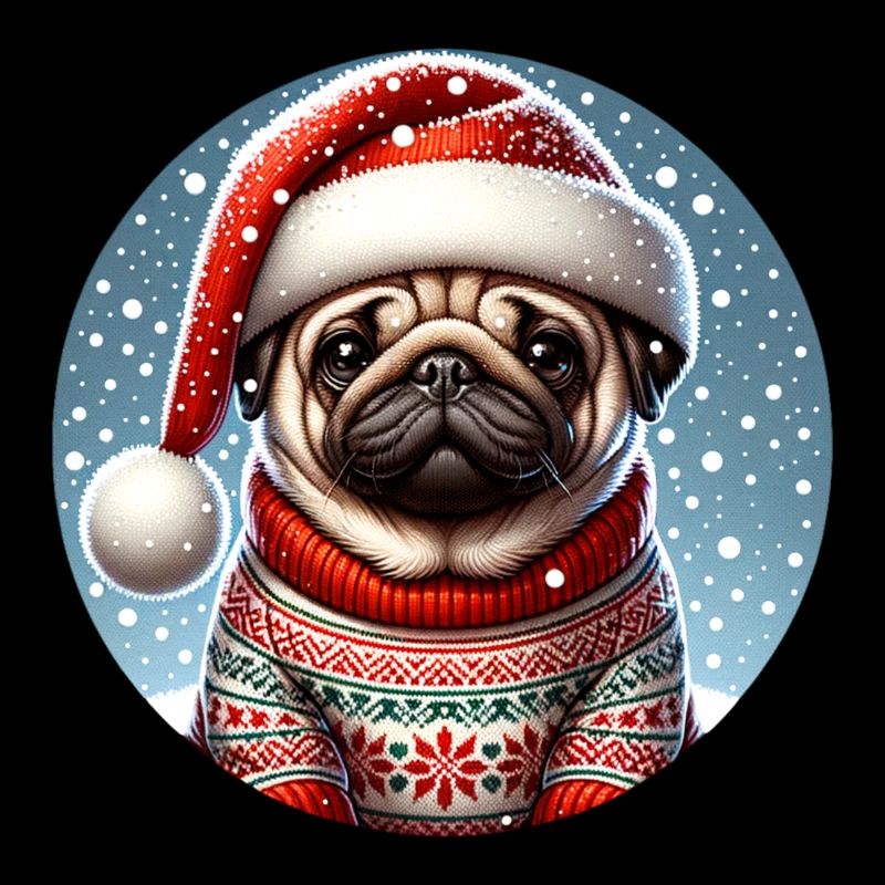 Cute Pug Christmas Hat Snowflake