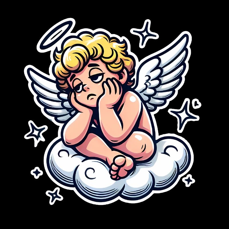 Funny Cherub on Cloud Pop Art Design