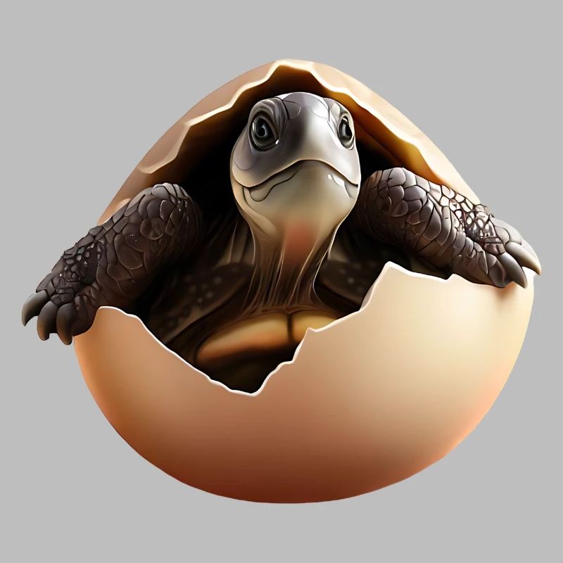 Turtle hatches from the egg
