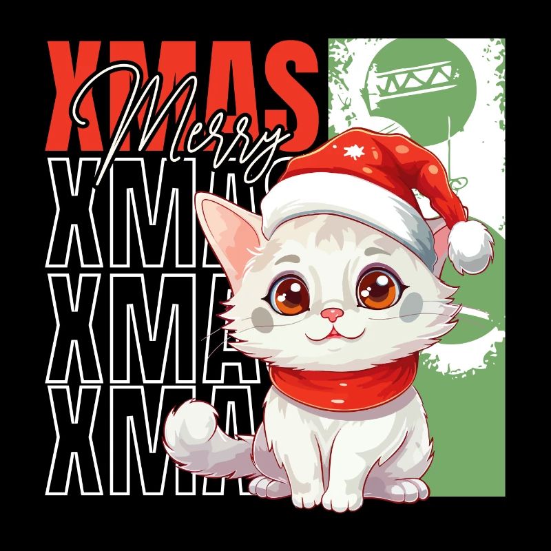 Chat Noël Joyeux Miaou Catmas Laide Mignon