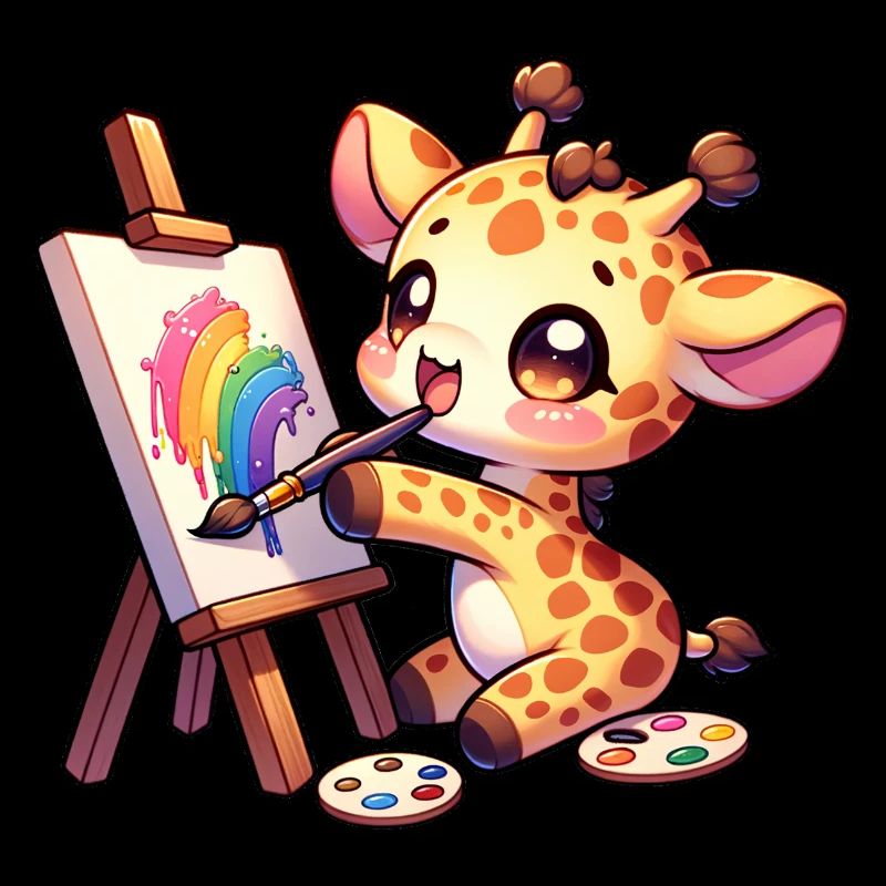 Giraffe Malerei Langhalsiges Künstler-Kinderhemd