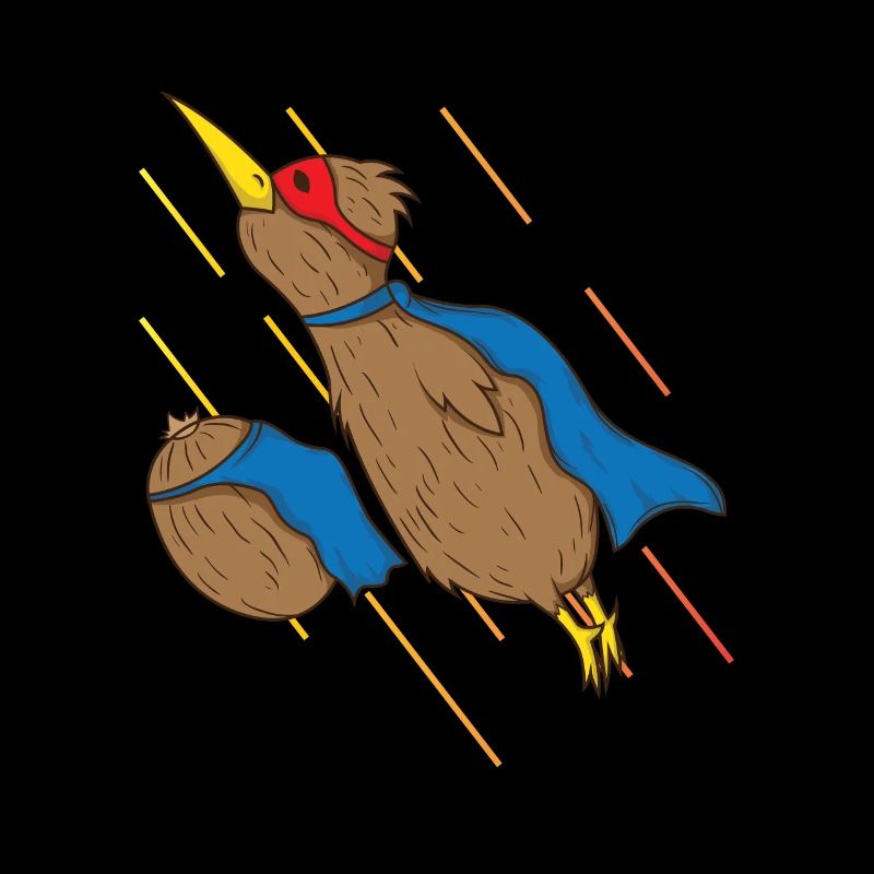 Oiseau kiwi et kiwi volent comme des super-héros