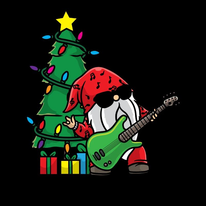 Guitar Gnome Christmas Tree Xmas Guitarist