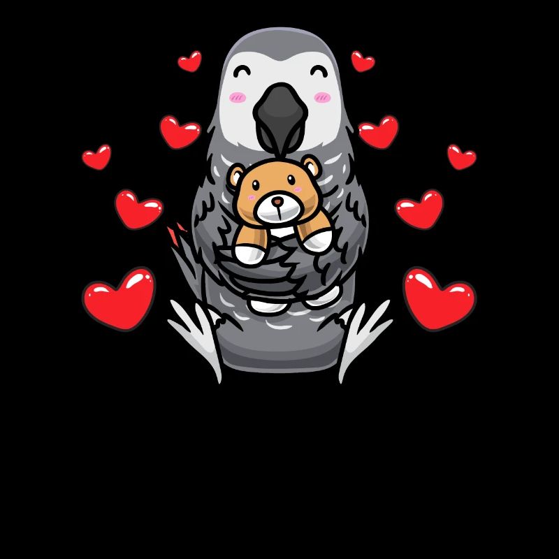 Graupapagei Kuscheltier Kawaii Herz Vogel Kongo