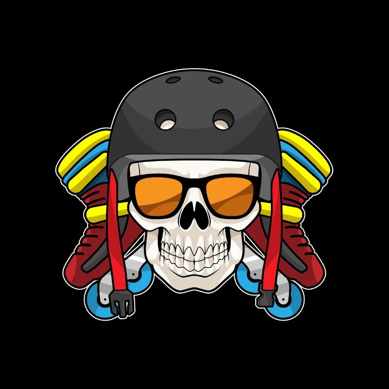 Tête de mort avec lunettes de soleil &Inline Skates