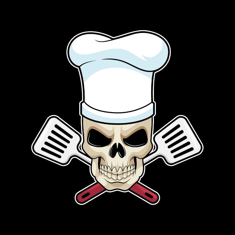 Tête de mort comme cuisinier avec bonnet de cuisinier
