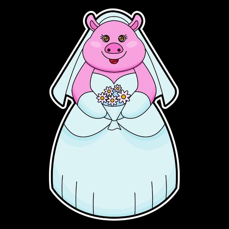 Cochon comme mariée avec voile