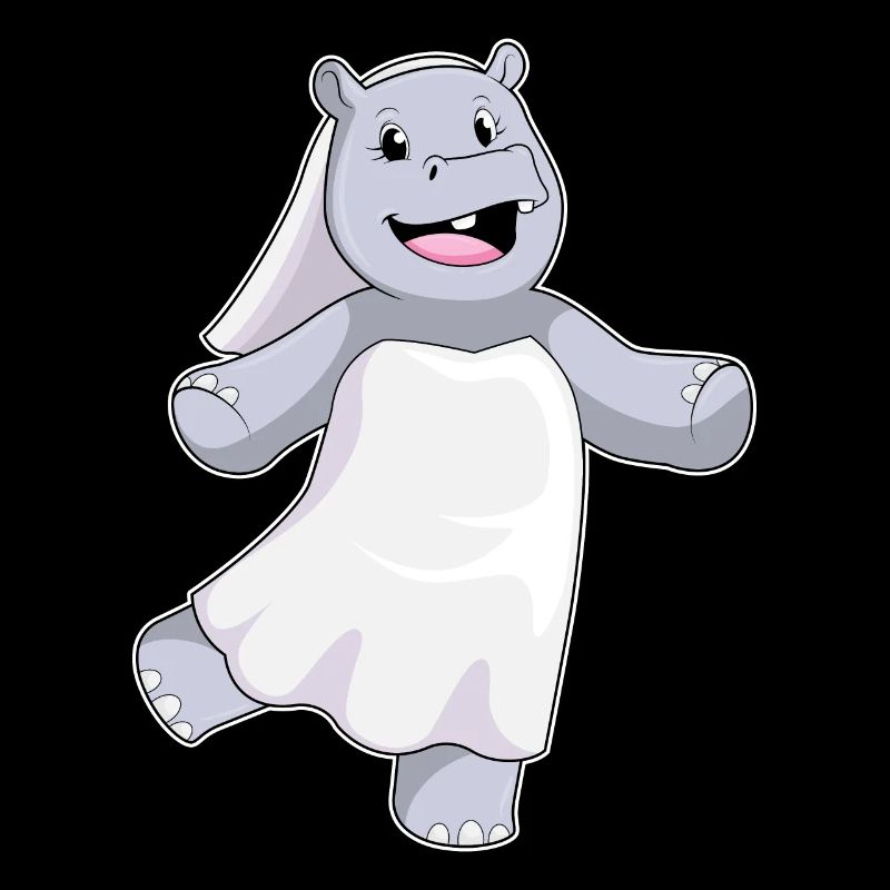 Hippopotame comme une mariée avec voile
