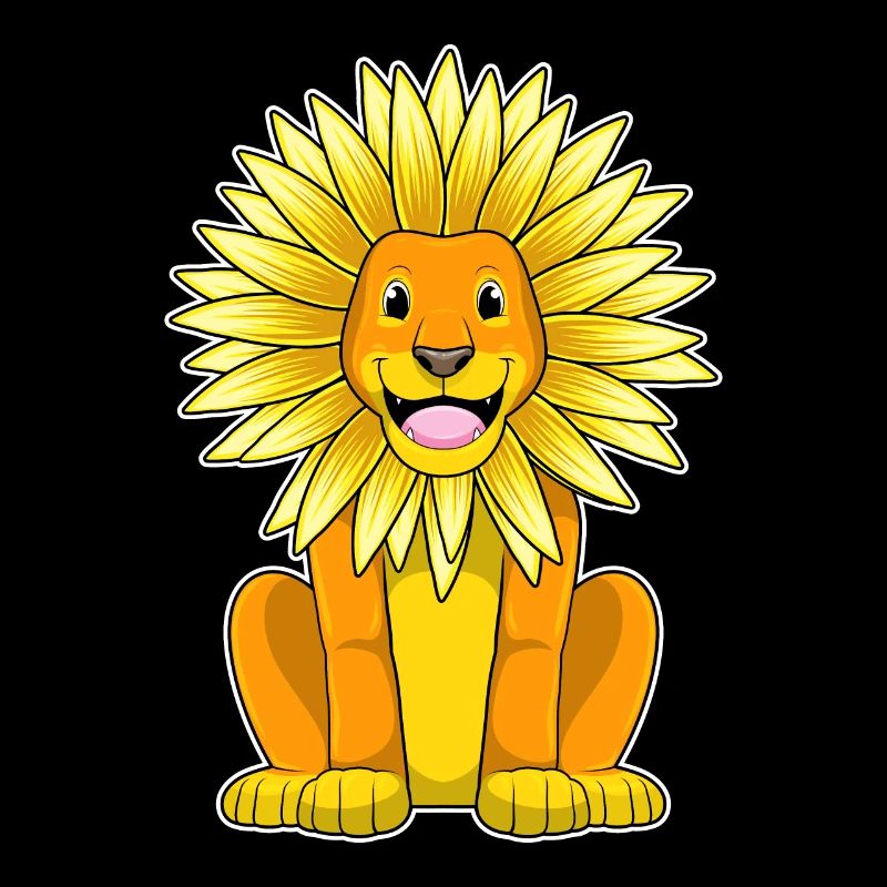 Lion à la fleur de tournesol