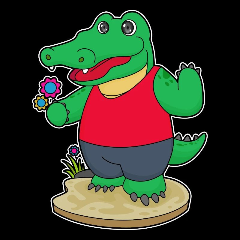 Crocodile aux fleurs