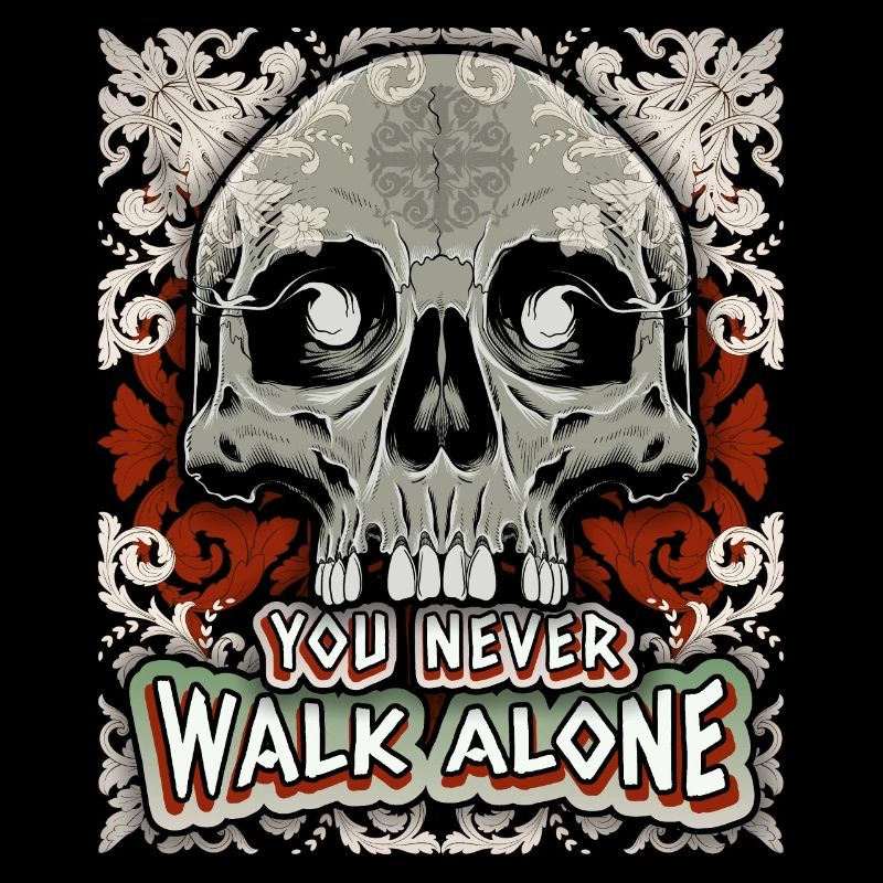 Totenkopf, Barockmuster, lustiger Spruch, Gothic