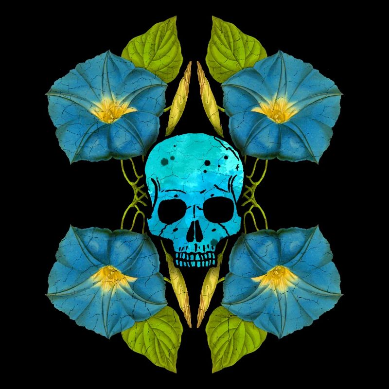 Totenkopf Skull mit Prunkwinde, Morning-Glory
