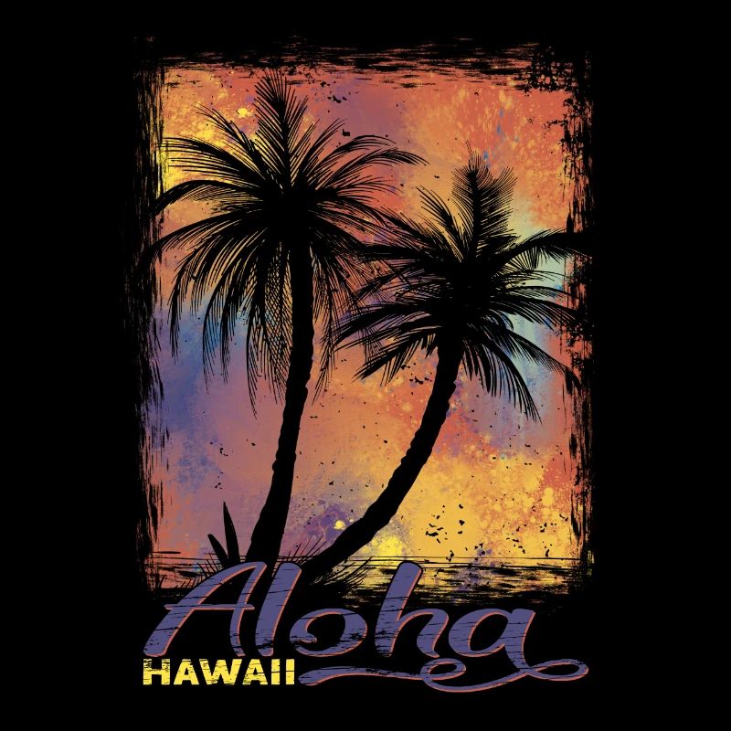 70s 80s Hawaiian Island Palm Beach - Super