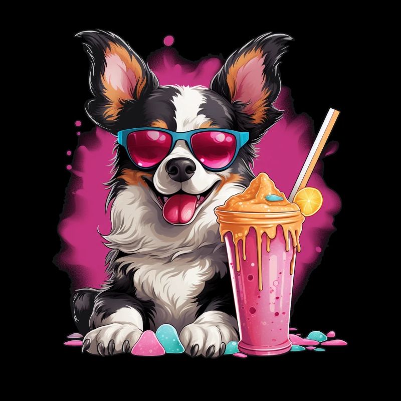 Cooler Hund mit Milchshake