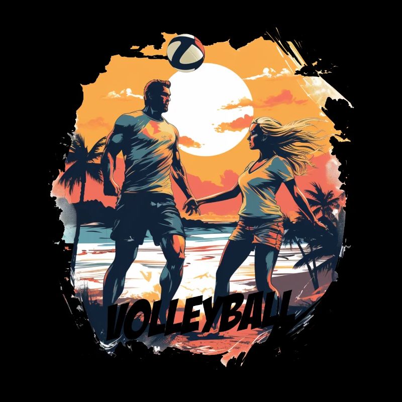 Strandvolleyball-Liebe: Romantisches Paar am Stran