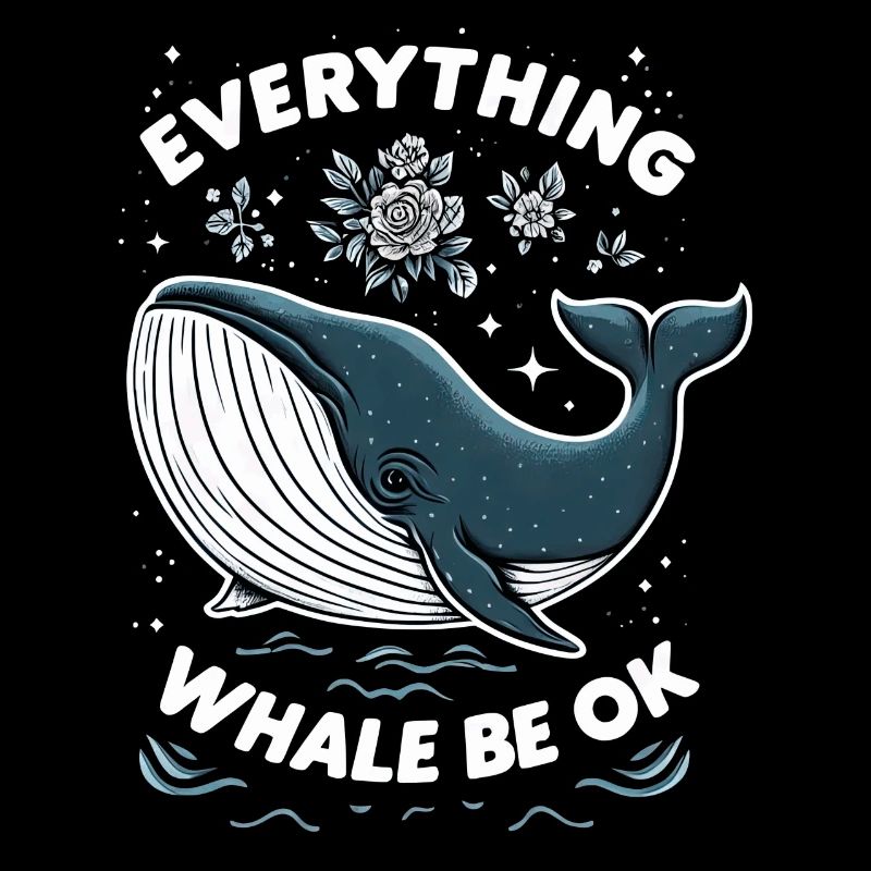 Everything Whale Be Ok - Blauwal Positiv Spruch