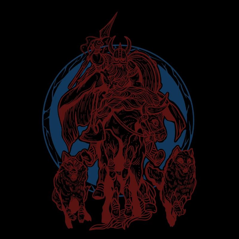 Wikinger Odin mit Sleipnir & Gungnir Design