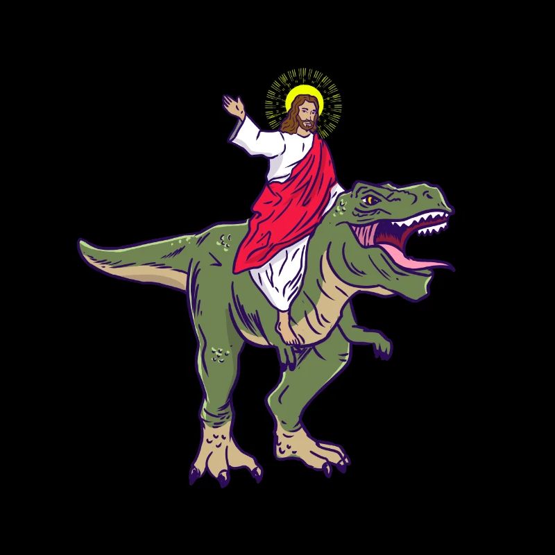 Jesus rides dinosaur Jesus parody