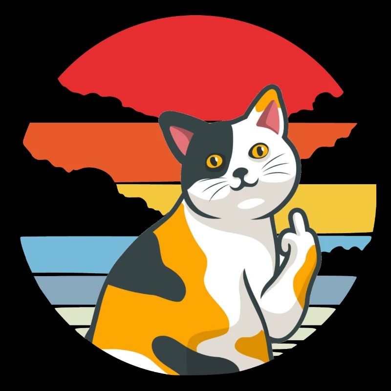 Katze Mittelfinger Vintage Sunset