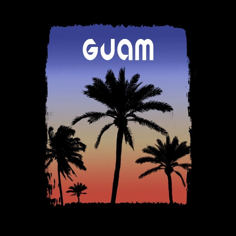 Guam Sunset Vacation Souvenir Palm Tree