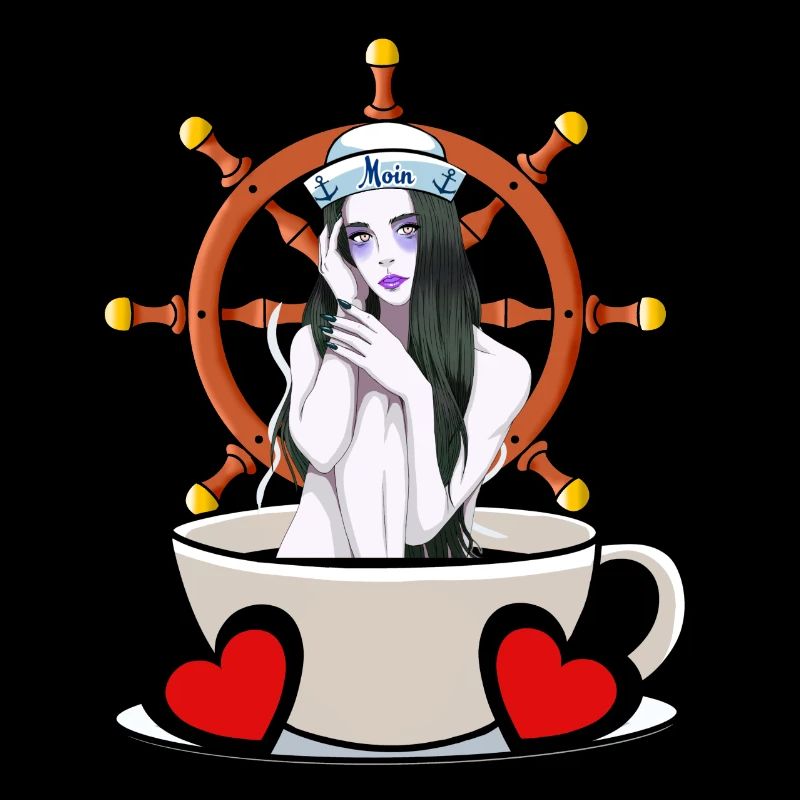 Kaffee Pause Seemann Matrosen Mädchen maritim Moin