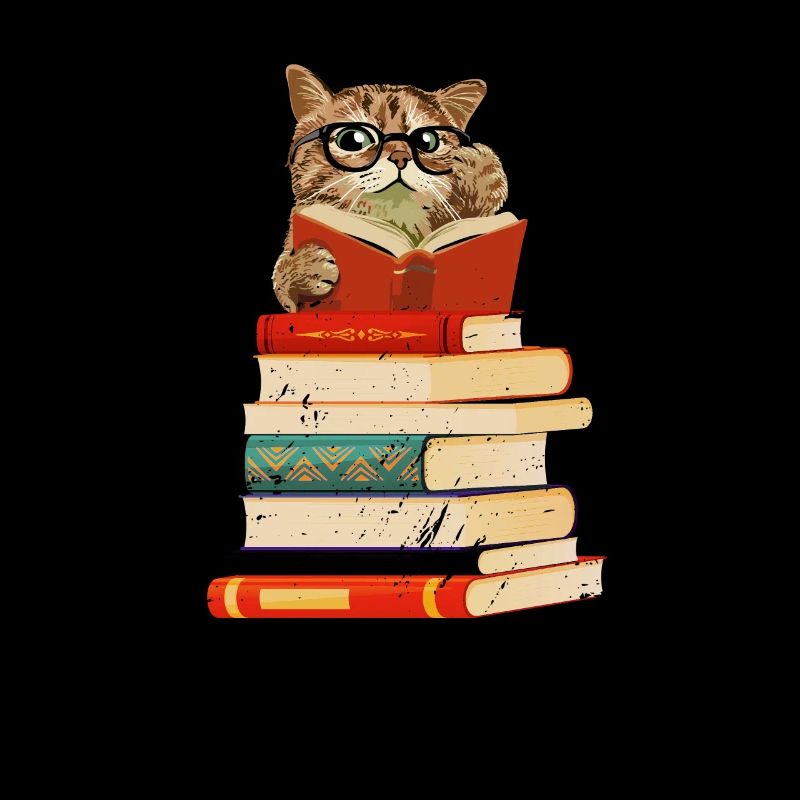 Bookworm Cat Reading Glasses Book Nerd Funny Book