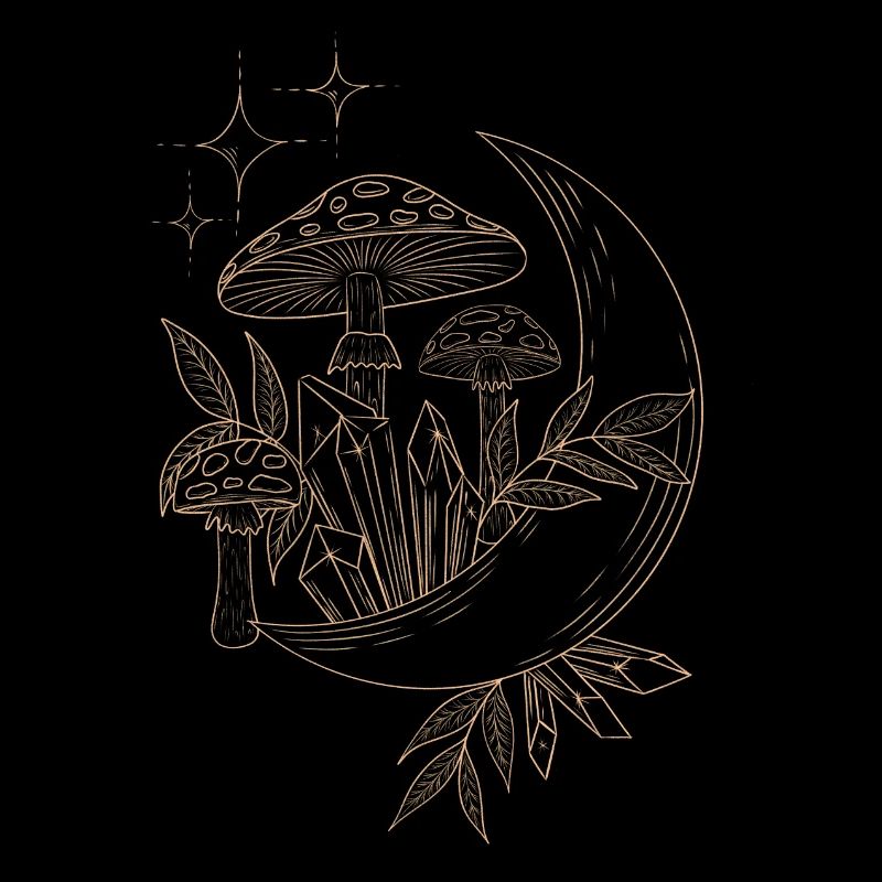 Mushrooms in the Moonlight - Lineart