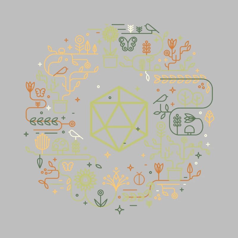 Polyhedral D20 Dice Monogram Doodle