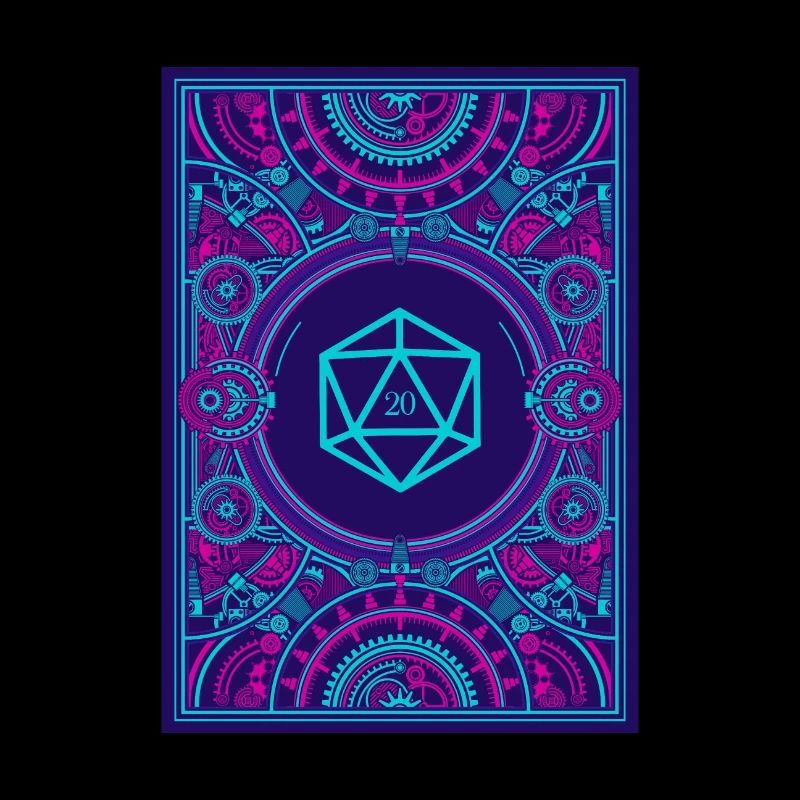Synthwave Polyhedral D20 Dice Retrowave Steampunk