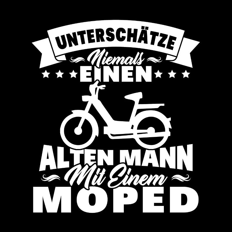 Alten mann mit einem Moped